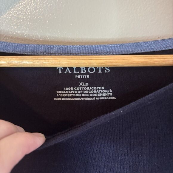 Talbots Striped Pullover Top Navy Blue Pink Long Sleeve Shirt Sz XL Petite - Picture 4 of 7